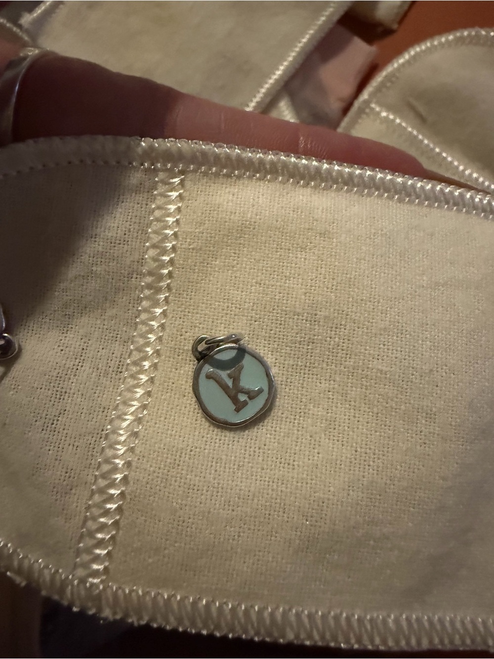 James Avery Women’s Small Charm Accent Bag in Cream with Light Blue Accent